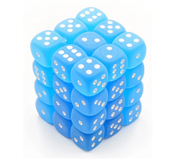 Chessex Signature 12mm d6 with pips Dice Blocks (36 Dice) - Frosted Caribbean Blue w/white