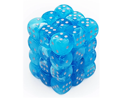 Chessex Signature 12mm d6 with pips Dice Blocks (36 Dice) - Luminary Sky/silver 12mm