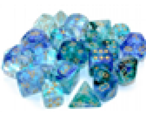 Chessex 16mm d6 Blocks - Nebula TM 16mm d6 Oceanic/gold Luminary Dice Block™ (12 dice)