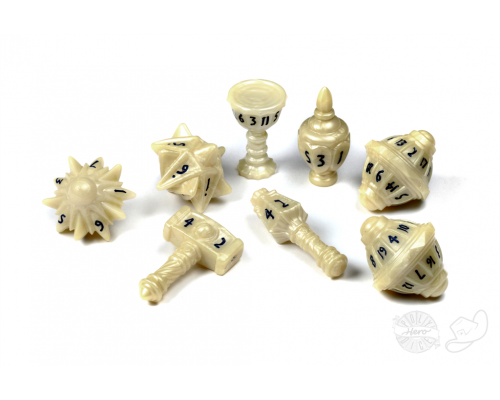 PolyHero Cleric 8 Dice Set Celestial Ivory