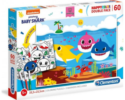 Clementoni Puzzle 60 HappyColor Double Face Baby Shark