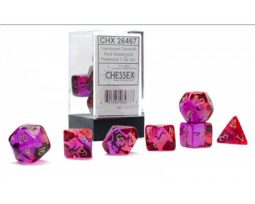 Gemini Polyhedral Translucent Red-Violet/gold 7-Die Set