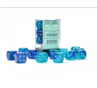 Gemini16mm d6 Blue-Blue/light blue Luminary Dice Block (12 dice)