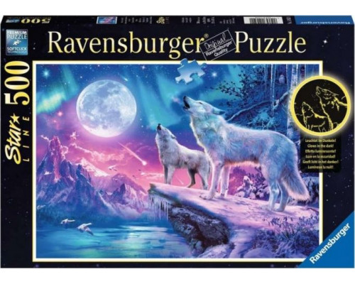 Ravensburger Puzzle 500 elementów Wilk w zorzy polarnej