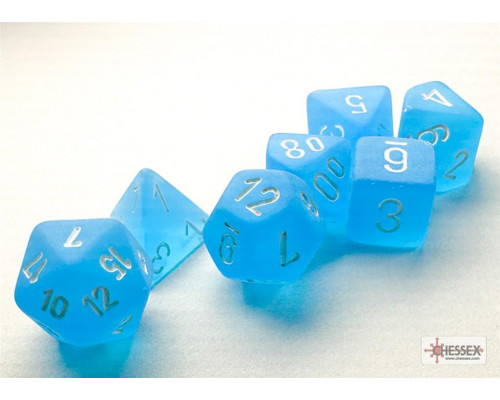 Chessex Frosted Mini-Polyhedral Caribbean Blue/white 7-Die Set