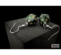 Chessex Hook Earrings Scarab Jade Mini-Poly d20 Pair