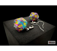 Chessex Hook Earrings Festive Mosaic Mini-Poly d20 Pair