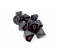 Chessex Opaque Black/pink Set of Ten d10s