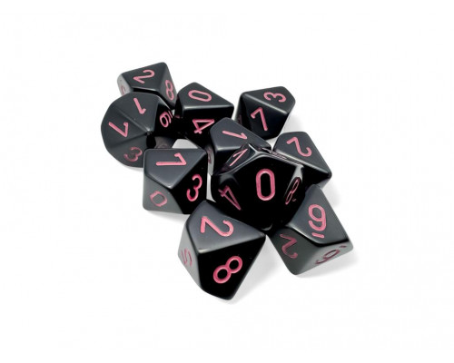 Chessex Opaque Black/pink Set of Ten d10s