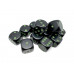 Opaque Black/green 16mm d6 Dice Block (12 dice)