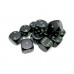 Opaque Black/green 16mm d6 Dice Block (12 dice)