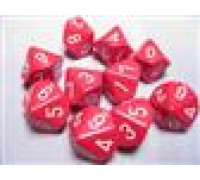 Chessex Opaque Polyhedral Ten d10 Set - Red/white