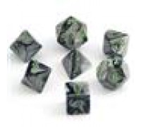 Chessex Gemini Polyhedral 7-Die Set - Black-Grey w/green