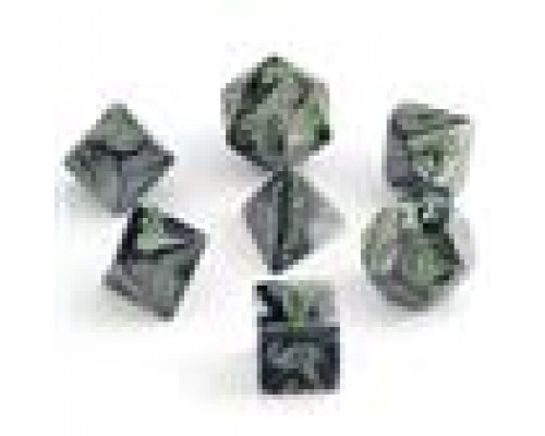 Chessex Gemini Polyhedral 7-Die Set - Black-Grey w/green