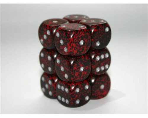 Chessex Speckled 16mm d6 with pips Dice Blocks (12 Dice) - Silver Volcano