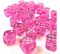 Chessex Borealis 12mm d6 Pink/silver Luminary Dice Block (36 dice)