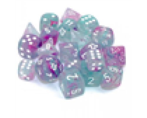 Chessex 7 Die Sets - Nebula TM Wisteria/white Luminary 7-Die Set