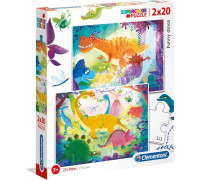 Clementoni Puzzle 2x20 elementów Super Kolor - Śmieszne Dinozaury