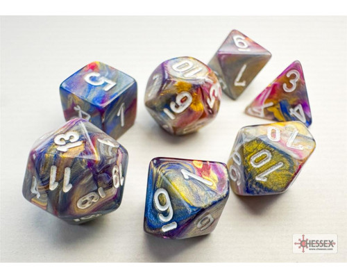 Chessex Festive Mini-Polyhedral Carousel/white 7-Die Set