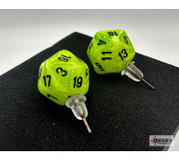 Chessex Stud Earrings Vortex Bright Green Mini-Poly d20 Pair