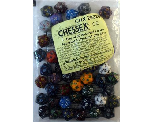 Chessex Speckled Bags of 50 Asst. Dice - Loose Speckled Polyhedral d20 Dice