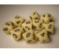 Chessex Opaque Polyhedral Ten d10 Set - Ivory/black