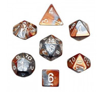 Chessex Gemini Polyhedral 7-Die Set - Copper-Steel w/white