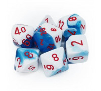 Chessex Gemini Polyhedral 7-Die Set - Astral Blue-White w/red