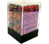 Chessex Gemini 12mm d6 Dice Blocks with pips Dice Blocks (36 Dice) - Purple-Red w/gold