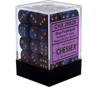 Chessex Gemini 12mm d6 Dice Blocks with pips Dice Blocks (36 Dice) - Blue-Purple w/gold