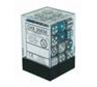 Chessex Gemini 12mm d6 Dice Blocks with pips Dice Blocks (36 Dice) - Steel-Teal w/white