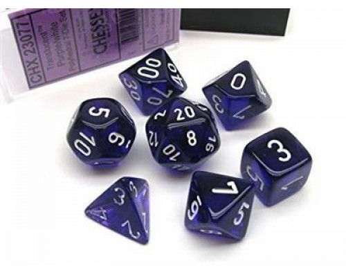 Chessex Translucent Polyhedral 7-Die Set - Purple/white