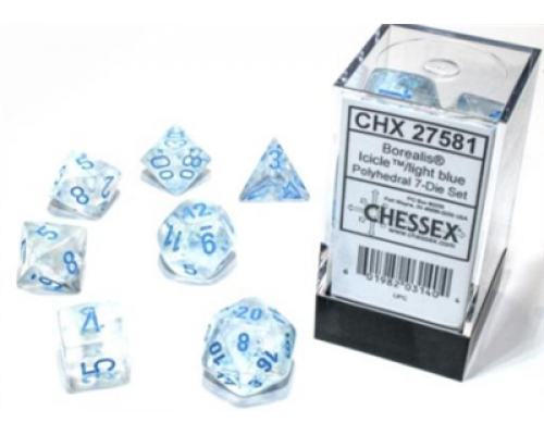 Chessex Borealis Polyhedral Icicle/light blue Luminary 7-Die Set