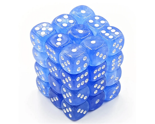 Chessex Borealis 12mm d6 Sky Blue/white Luminary Dice Block (36 dice)