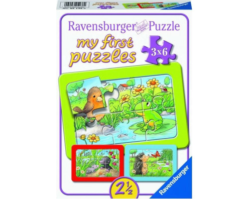 Ravensburger Puzzle 3x6 Małe zwierzęta