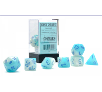 Gemini Polyhedral Pearl Turquoise-White/blue Luminary 7-Die Set