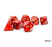 Chessex Marble Scarab® Mega-hedral™ Scarlet™/gold 7-Die Set