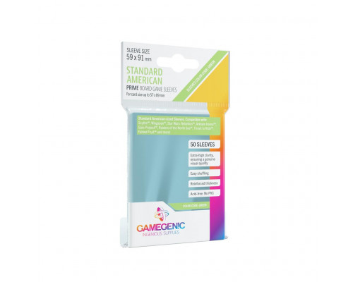 Gamegenic - PRIME Standard American-Sized Sleeves 59 x 91 mm - Clear (50 Sleeves)