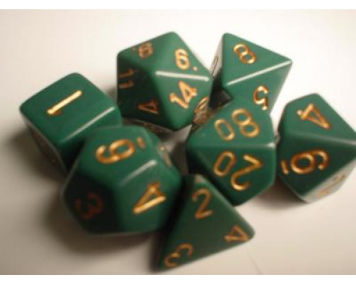 Chessex Opaque Polyhedral 7-Die Sets - Dusty Green w/gold