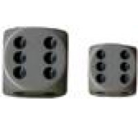 Chessex Opaque 16mm d6 with pips Dice Blocks (12 Dice) - Grey w/black