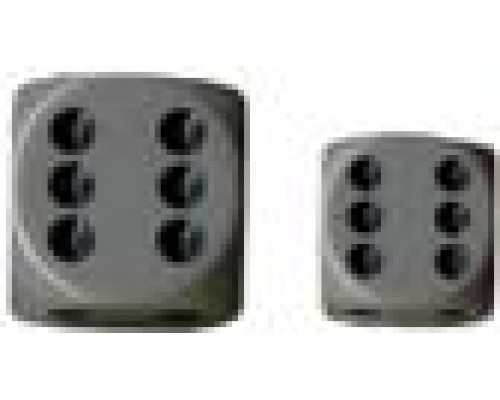 Chessex Opaque 16mm d6 with pips Dice Blocks (12 Dice) - Grey w/black