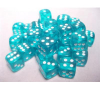 Chessex Translucent 12mm d6 with pips Dice Blocks (36 Dice) - Teal w/white