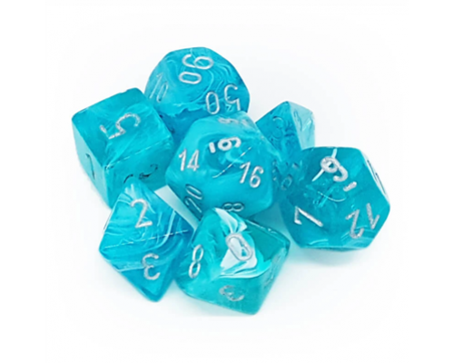 Chessex Circus 7-Die Set - Aqua w/silver