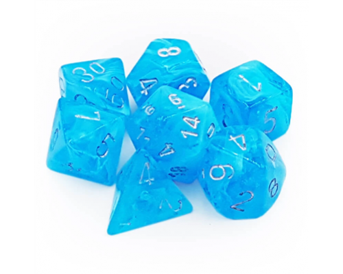 Chessex Luminary Polyhedral 7-Die Set - Sky w/silver