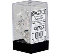 Chessex Translucent Polyhedral 7-Die Set - Clear/white