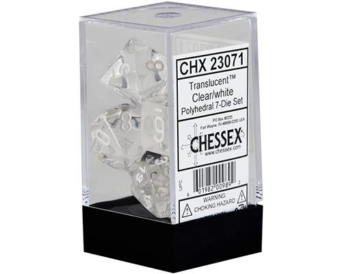 Chessex Translucent Polyhedral 7-Die Set - Clear/white