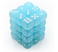 Chessex Signature 12mm d6 with pips Dice Blocks (36 Dice) - Frosted Teal w/white