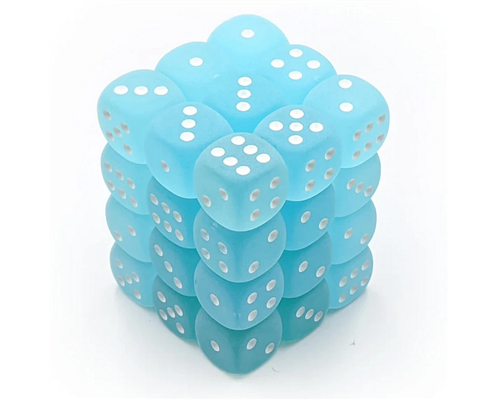 Chessex Signature 12mm d6 with pips Dice Blocks (36 Dice) - Frosted Teal w/white