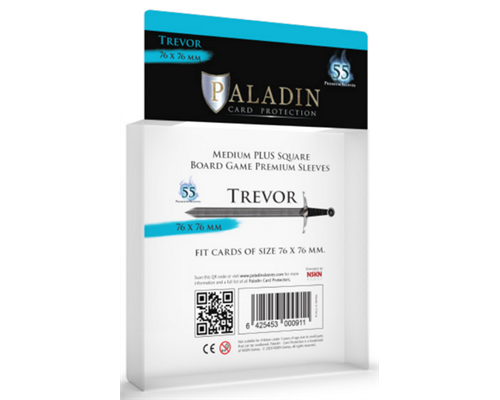 Paladin Sleeves - Trevor Premium Medium+ Square 76x76mm (55 Sleeves)