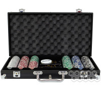 Фабрика Покера: Набор из 300 фишек для покера с номиналом в черном кейсе (RU)